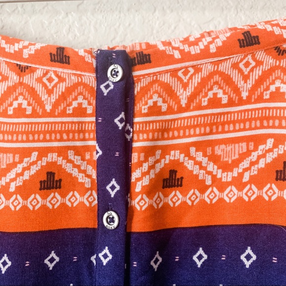 NWT! Roxy Cosmia Blue Orange Button Up Skirt, M - Picture 6 of 9